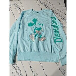 NEW Disney Womens Sweatshirt Medium Disneyland Resort Mickey Long Sleeve  Blue